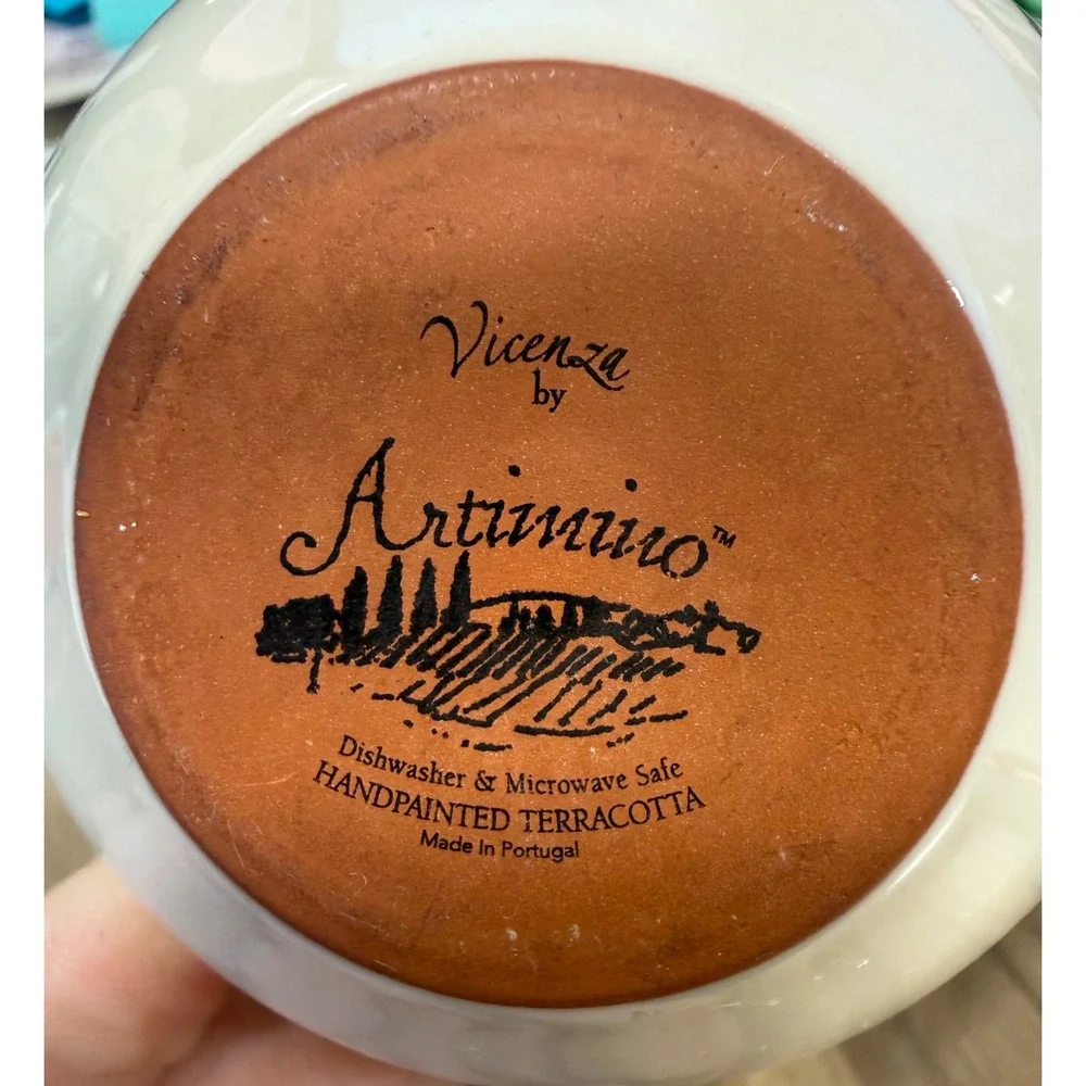 Artimino Vicenza Handpainted Terracotta Bowls Set of 3 Made in Portugal Cream